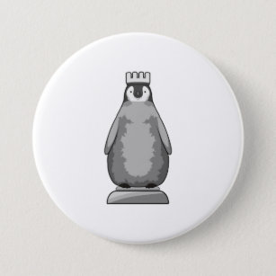 Chapa Redonda De 7 Cm Pingüino como pieza de ajedrez Rey