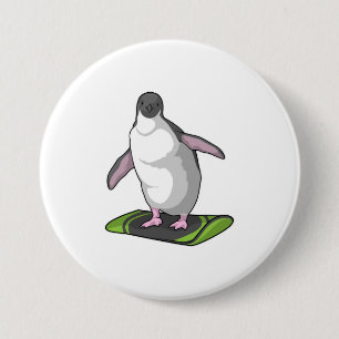 Chapa Redonda De 7 Cm Pingüino como snowboard