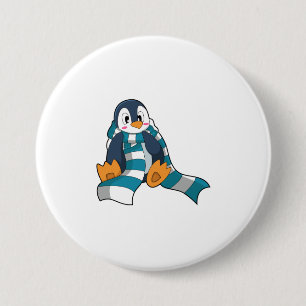 Chapa Redonda De 7 Cm Pingüino con bufanda