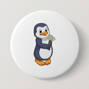 Chapa Redonda De 7 Cm Pingüino con Daisy
