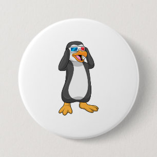 Chapa Redonda De 7 Cm Pingüino con gafas