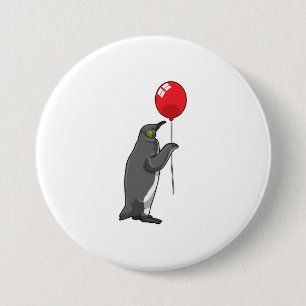 Chapa Redonda De 7 Cm Pingüino con globo