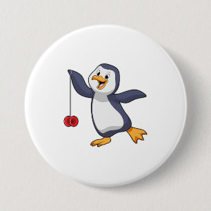 Chapa Redonda De 7 Cm Pingüino con Yo-Yo