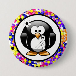 Chapa Redonda De 7 Cm Pingüino de cinta blanca