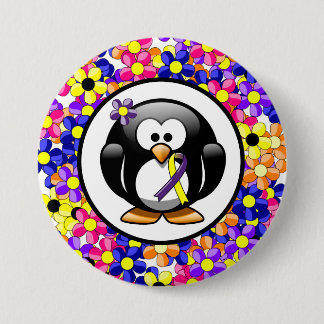 Chapa Redonda De 7 Cm Pingüino de la cinta de medidas de sensibilización