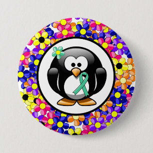 Chapa Redonda De 7 Cm Pingüino de la cinta de medidas de sensibilización