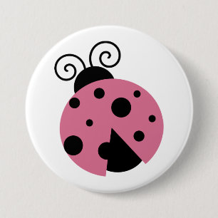 Chapa Redonda De 7 Cm Pink Ladybug