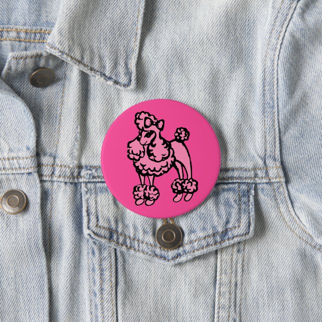 Chapa Redonda De 7 Cm Pink Poodle Button (In situ)