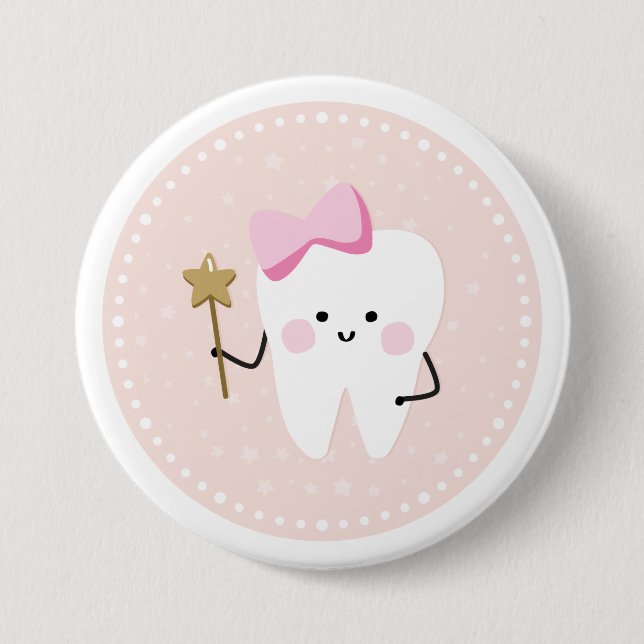 Chapa Redonda De 7 Cm Pink Tooth Fairy Pin Button (Anverso)