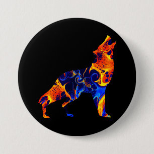 CHAPA REDONDA DE 7 CM PINTURA ABSTRACTA NEÓN DE LOBO