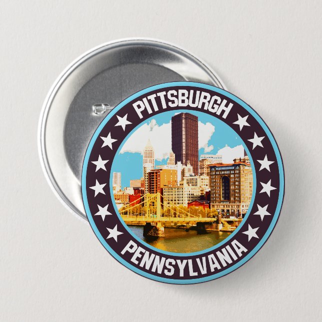 Chapa Redonda De 7 Cm Pittsburgh (Anverso y reverso)