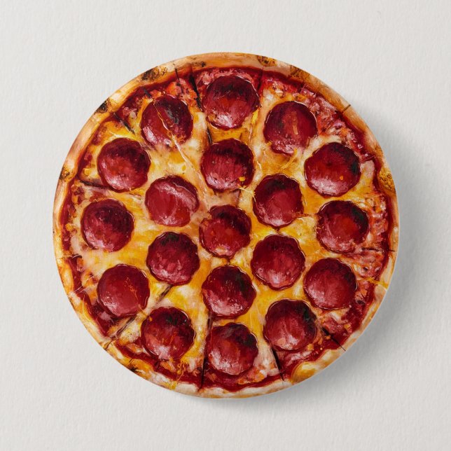 Chapa Redonda De 7 Cm Pizza de Pepperoni (Anverso)