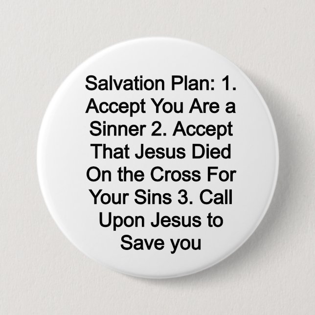 Chapa Redonda De 7 Cm Plan de salvación (Anverso)