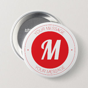 Chapa Redonda De 7 Cm Plantilla de texto circular y monograma personaliz