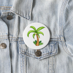 Chapa Redonda De 7 Cm Playa Tropical Palm Tree y Isla Vibes
