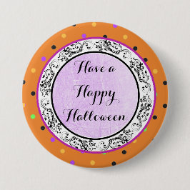Chapa Redonda De 7 Cm Polka Dot Have a Happy Halloween Purple Button