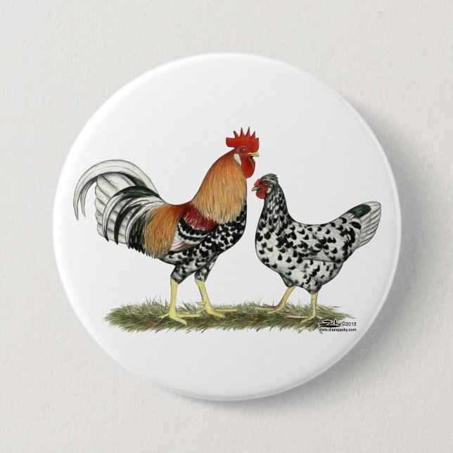 Chapa Redonda De 7 Cm Pollos islandeses (Anverso)