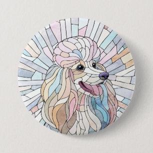 Chapa Redonda De 7 Cm Poodle - arte en mosaico pastel