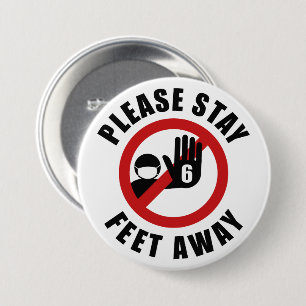 Chapa Redonda De 7 Cm Por Favor Permanezca A 6 Metros