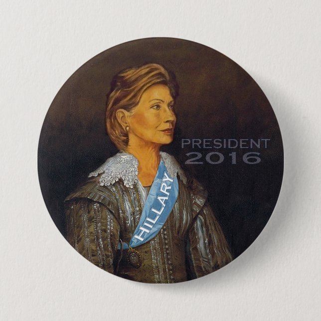 CHAPA REDONDA DE 7 CM PRESIDENTE 2016 DE HILLARY (Anverso)