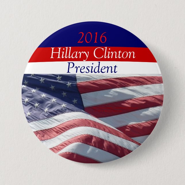 Chapa Redonda De 7 Cm Presidente 2016 de Hillary Clinton por (Anverso)