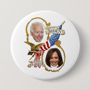 Chapa Redonda De 7 Cm Presidente Biden / Vicepresidente Harris