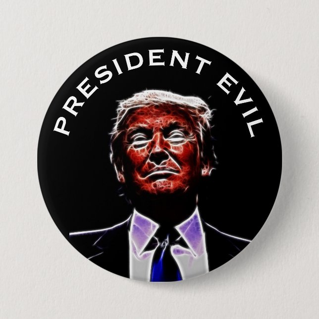 Chapa Redonda De 7 Cm "Presidente Evil" con la imagen de Trumpenstein (Anverso)