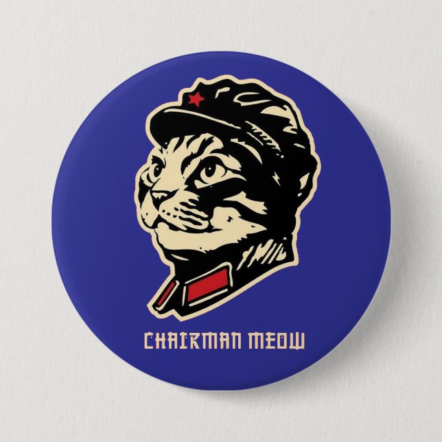 Chapa Redonda De 7 Cm Presidente Meow (Anverso)