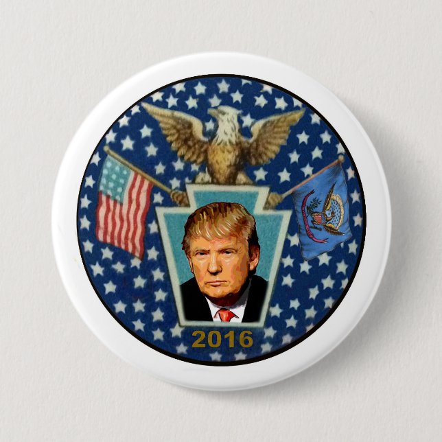 Chapa Redonda De 7 Cm Presidente Trump 2016 (Anverso)