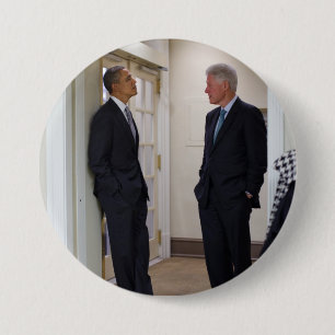 Chapa Redonda De 7 Cm Presidentes Barack Obama y Bill Clinton
