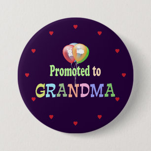 Chapa Redonda De 7 Cm Promocionado a la Abuela, celebración de los globo