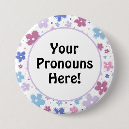 Chapa Redonda De 7 Cm Pronounes Flores del Orgullo Bisexual Doodle Paste