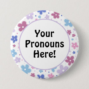 Chapa Redonda De 7 Cm Pronounes Flores del Orgullo Bisexual Doodle Paste