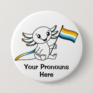 Chapa Redonda De 7 Cm PRONUNCIAS Abeltas Axolotl + Bandera del Orgullo A