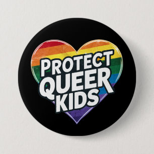 Chapa Redonda De 7 Cm Protege a los niños queer Corazón de arcoíris Org