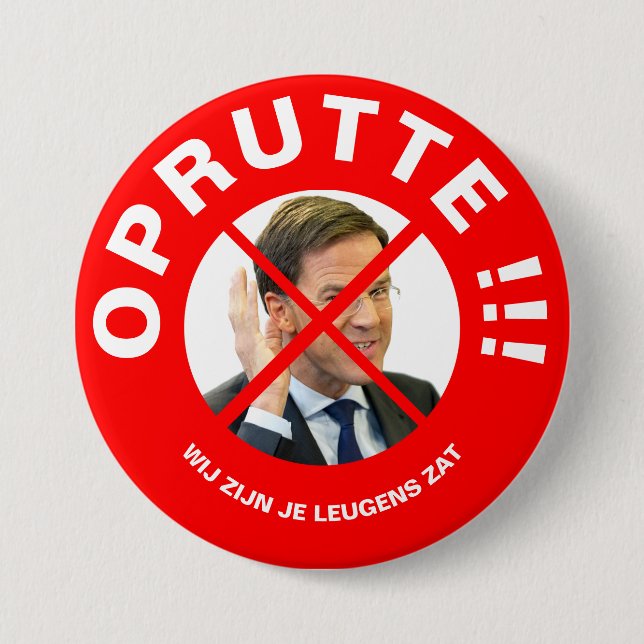 Chapa Redonda De 7 Cm Protest button Mark Rutte (Anverso)