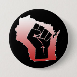Chapa Redonda De 7 Cm Protesta de Wisconsin - puño apretado