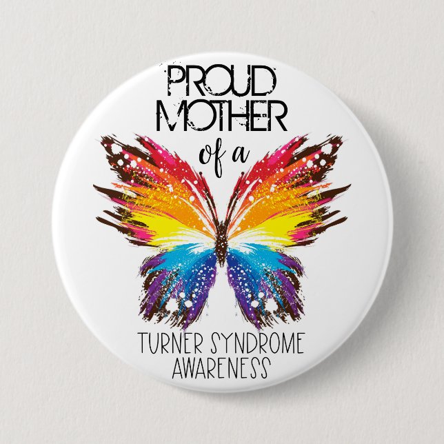 Chapa Redonda De 7 Cm Proud mother of a butterfly Turner Syndrome (Anverso)