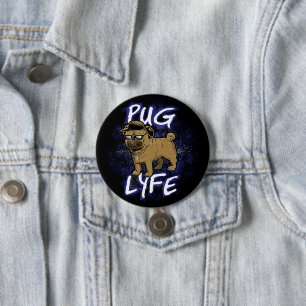 Chapa Redonda De 7 Cm Pug Lyfe