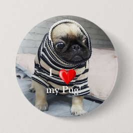 Chapa Redonda De 7 Cm Pug Puppy