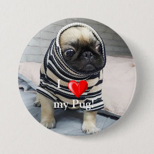 Chapa Redonda De 7 Cm Pug Puppy