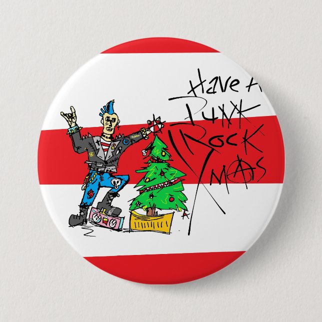 Chapa Redonda De 7 Cm PUNK ROCK XMAS Pin (Anverso)