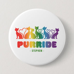 Chapa Redonda De 7 Cm Purride - Silhouette de gato arco iris LGBTQ+ Pun
