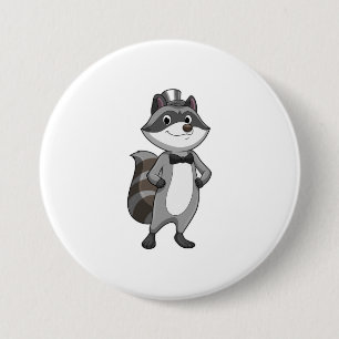 Chapa Redonda De 7 Cm Racoon como Groom con el empate