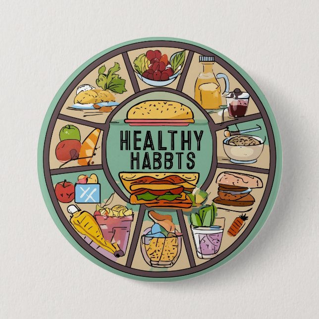 Chapa Redonda De 7 Cm "Radiancia redonda: Abrazando hábitos saludables" (Anverso)