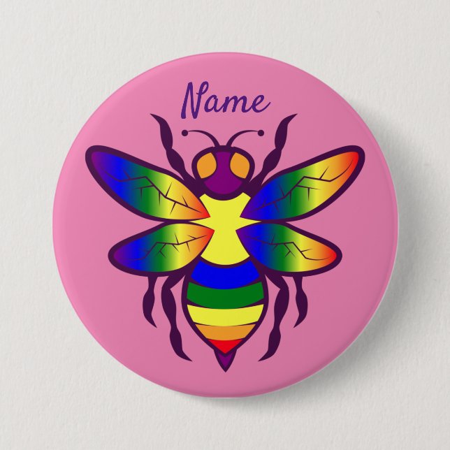 Chapa Redonda De 7 Cm Rainbow Bee Thunder_Cove (Anverso)
