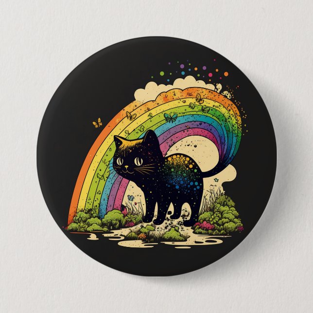 Chapa Redonda De 7 Cm Rainbow cat pin lgbtq cute (Anverso)