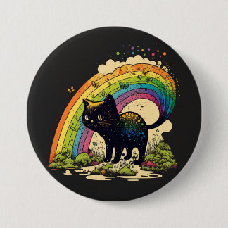Chapa Redonda De 7 Cm Rainbow cat pin lgbtq cute