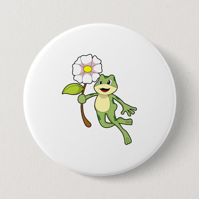 Chapa Redonda De 7 Cm Rana con flor.PNG (Anverso)