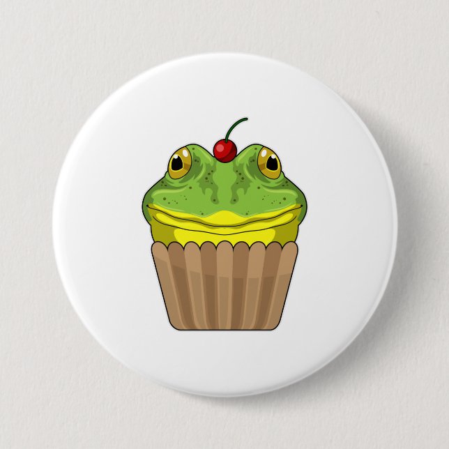 Chapa Redonda De 7 Cm Rana con Muffin (Anverso)
